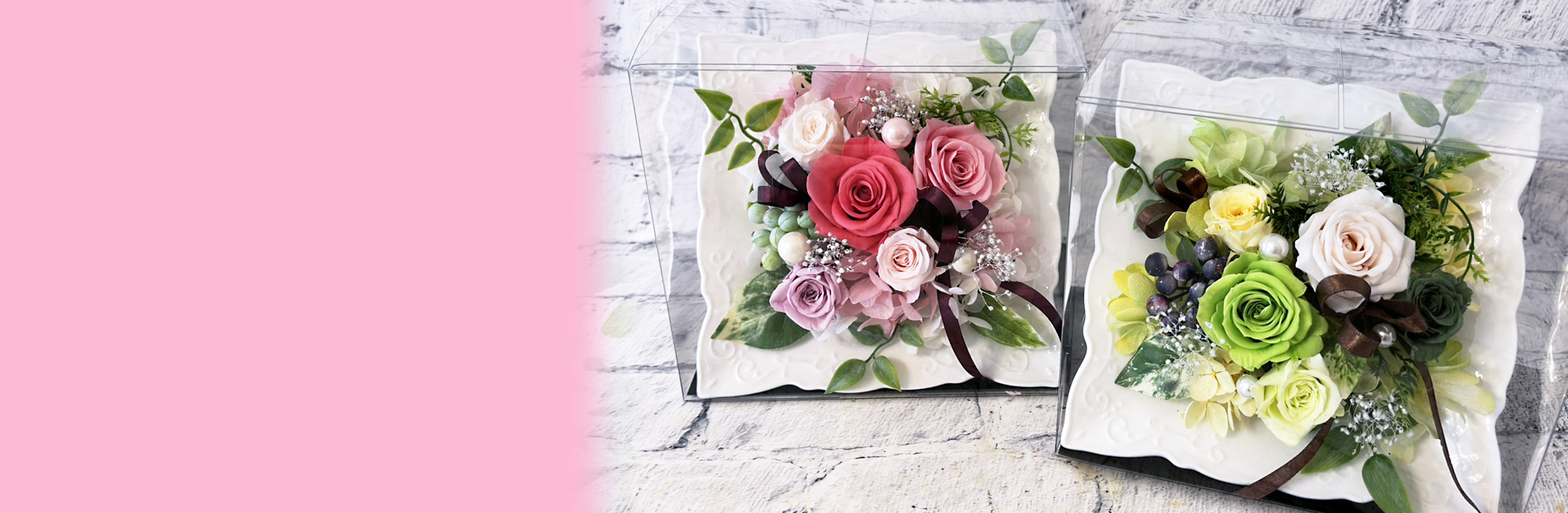 プリザーブドフラワー　スクエアアレンジ